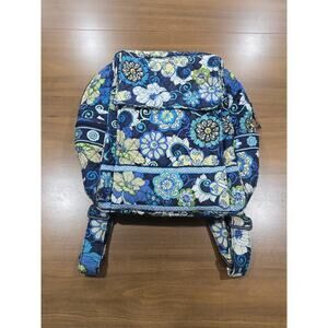Vera Bradley Floral Backpack Blue Yellow Cotton Quilted Bag 15x15